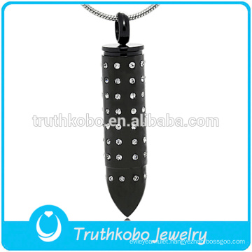 2016 Stainless Steel Cremation Pendant Man Jewelry Cremation Ashes Fashion Black Plated Bullet Pendant Wholesale